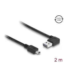 כבל מיני EASY-USB 2.0 תקע Mini-B לתקע USB-A דו כיווני בזווית 90° ז/ז DELOCK | 83379 | 4K