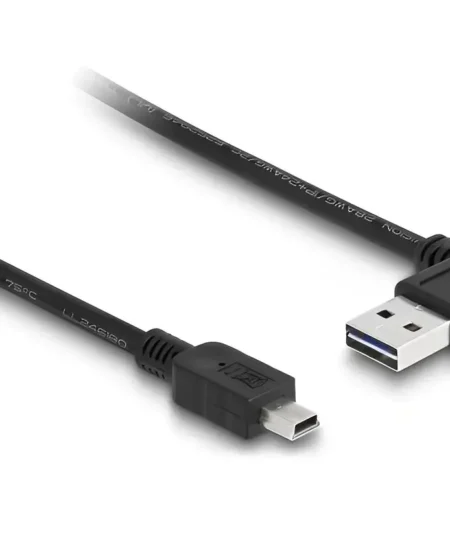 כבל מיני EASY-USB 2.0 תקע Mini-B לתקע USB-A דו כיווני בזווית 90° ז/ז DELOCK | 83380 | 4K