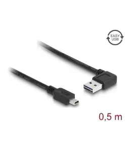 כבל מיני EASY-USB 2.0 תקע Mini-B לתקע USB-A דו כיווני בזווית 90° ז/ז DELOCK | 85175 | 4K