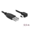 כבל מיני USB 2.0 תקע USB-A לתקע Mini-B בזווית 90° שמאלה ז/ז DELOCK | 82680 | 4K
