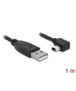 כבל מיני USB 2.0 תקע USB-A לתקע Mini-B בזווית 90° שמאלה ז/ז DELOCK | 82681 | 4K