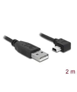 כבל מיני USB 2.0 תקע USB-A לתקע Mini-B בזווית 90° שמאלה ז/ז DELOCK | 82682 | 4K