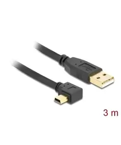 כבל מיני USB 2.0 תקע USB-A לתקע Mini-B בזווית 90° שמאלה ז/ז DELOCK | 82683 | 4K