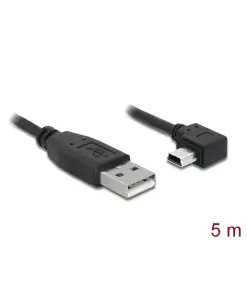 כבל מיני USB 2.0 תקע USB-A לתקע Mini-B בזווית 90° שמאלה ז/ז DELOCK | 82684 | 4K