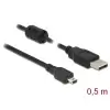 כבל מיני USB 2.0 תקע USB-A לתקע Mini-B בזווית 90° שמאלה ז/ז DELOCK | 84911 | 4K