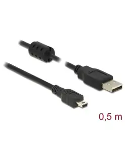 כבל מיני USB 2.0 תקע USB-A לתקע Mini-B בזווית 90° שמאלה ז/ז DELOCK | 84911 | 4K
