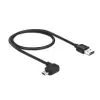כבל מיקרו EASY-USB 2.0 תקע Micro-B בזווית צד 90° לתקע USB-A עם מחברים דו כיווניים ז/ז DELOCK | 83847 | 4K