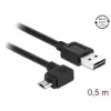 כבל מיקרו EASY-USB 2.0 תקע Micro-B בזווית צד 90° לתקע USB-A עם מחברים דו כיווניים ז/ז DELOCK | 83847 | 4K