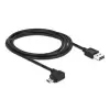 כבל מיקרו EASY-USB 2.0 תקע Micro-B בזווית צד 90° לתקע USB-A עם מחברים דו כיווניים ז/ז DELOCK | 83853 | 4K