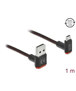 כבל מיקרו EASY-USB 2.0 תקע Micro-B לתקע USB-A עם מחברים דו כיווניים בזווית צד 90° ז/ז DELOCK | 85266 | 4K