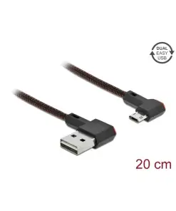 כבל מיקרו EASY-USB 2.0 תקע Micro-B לתקע USB-A עם מחברים דו כיווניים בזווית צד 90° ז/ז DELOCK | 85269 | 4K