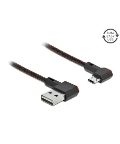 כבל מיקרו EASY-USB 2.0 תקע Micro-B לתקע USB-A עם מחברים דו כיווניים בזווית צד 90° ז/ז DELOCK | 85269 | 4K