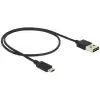 כבל מיקרו EASY-USB 2.0 תקע Micro-B לתקע USB-A עם מחברים דו כיווניים ז/ז DELOCK | 83845 | 4K