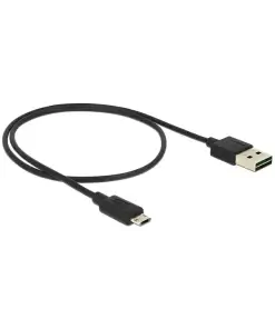 כבל מיקרו EASY-USB 2.0 תקע Micro-B לתקע USB-A עם מחברים דו כיווניים ז/ז DELOCK | 83845 | 4K