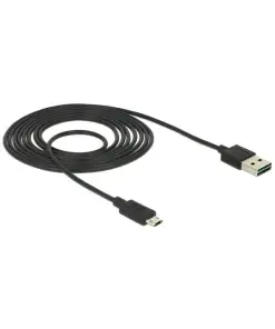 כבל מיקרו EASY-USB 2.0 תקע Micro-B לתקע USB-A עם מחברים דו כיווניים ז/ז DELOCK | 83850 | 4K