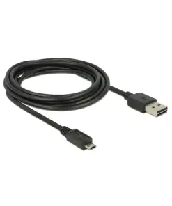 כבל מיקרו EASY-USB 2.0 תקע Micro-B לתקע USB-A עם מחברים דו כיווניים ז/ז DELOCK | 83851 | 4K