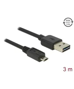 כבל מיקרו EASY-USB 2.0 תקע Micro-B לתקע USB-A עם מחברים דו כיווניים ז/ז DELOCK | 83851 | 4K