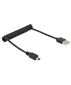 כבל מסולסל מיני USB 2.0 תקע Mini-B לתקע USB-A ז/ז DELOCK | 83164 | 4K