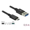 כבל קואקסיאלי USB3.1 Gen2 10Gbps תקע USB-C לתקע USB-A ז/ז DELOCK | 83859 | 4K