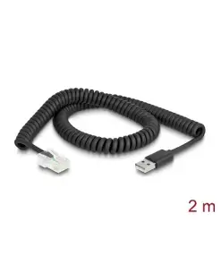 כבל קורא ברקוד מסולסל תקע USB-A 2.0 לתקע RJ50 אורך 2 מטר DELOCK | 90602 | 4K