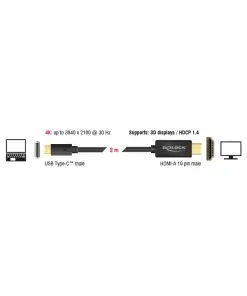 כבל תצוגה USB-C לחיבור מסך HDMI ז/ז תומך 30 הרץ ז/ז DELOCK | 85260 | 4K