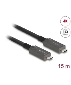 כבל תצוגה ונתונים USB-C 4K HDR אקטיבי על סיב אופטי תומך PD 3A ז/ז DELOCK | 84179 | 40K