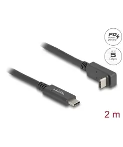 כבל תצוגה ונתונים USB-C 5Gbps HDR צד אחד מכופף 90° תומך PD 60W ז/ז DELOCK | 80035 | 4K