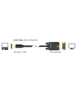 כבל תצוגה תקע USB-C לתקע VGA ז/ז DELOCK | 85263