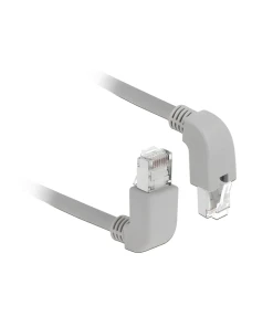 כבל רשת מסוכך RJ45 Cat.6A ז/ז שני צדדים בזווית 90° צד אחד למעלה צד שני למטה ז/ז DELOCK | 85871