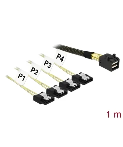 כבל Mini SAS HD SFF-8643 ל- SATA 7 pin x 4 ז/ז DELOCK | 83393 | 4K