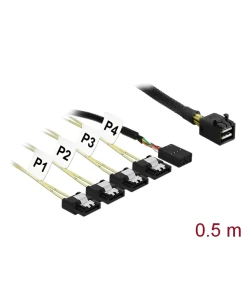 כבל Mini SAS HD SFF-8643 ל-Sideband + SATA 7 pin Reverse x 4 ז/נ DELOCK | 83320 | 4K
