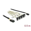 כבל Mini SAS SFF-8087 ל- SATA 7 pin x 4 בזווית 90° + Sideband זנ DELOCK 85683 4K