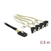 כבל Mini SAS SFF-8087 ל-SATA 7 pin x 4 בזווית 90° ז/נ DELOCK | 85686 | 4K