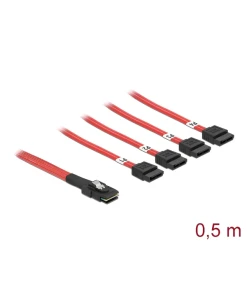 כבל Mini SAS SFF-8087 ל-SATA 7 pin x 4 ז/נ DELOCK | 83057 | 4K