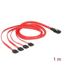 כבל Mini SAS SFF-8087 ל-SATA 7 pin x 4 ז/נ DELOCK | 83074 | 4K