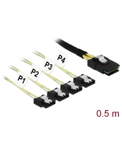 כבל Mini SAS SFF-8087 ל-SATA 7 pin x 4 ז/נ DELOCK | 83315 | 4K