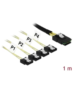 כבל Mini SAS SFF-8087 ל-SATA 7 pin x 4 ז/נ DELOCK | 85731 | 4K