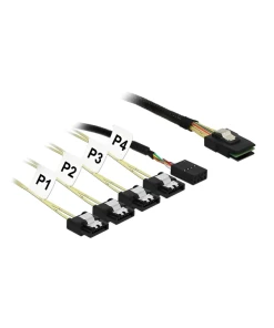 כבל Mini SAS SFF-8087 ל-Sideband + SATA 7 pin Reverse x 4 ז/נ DELOCK | 83318 | 4K