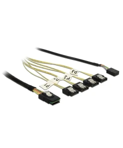כבל Mini SAS SFF-8087 ל-Sideband + SATA 7 pin x 4 ז/נ DELOCK | 85674 | 4K