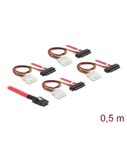 כבל Mini SAS SFF-8087 ל- power + SAS SFF-8482 x 4 ז/ז DELOCK | 83059 | 4K