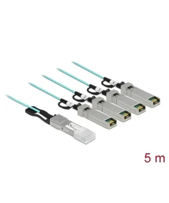 כבל אופטי אקטיבי +QSFP זכר ל- 4 חיבורים +SFP זכר DELOCK | 84069 | 4K