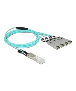 כבל אופטי אקטיבי +QSFP זכר ל- 4 חיבורים +SFP זכר DELOCK | 84073 | 4K