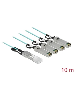 כבל אופטי אקטיבי +QSFP זכר ל- 4 חיבורים +SFP זכר DELOCK | 84073 | 4K