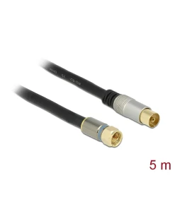 כבל אנטנה RG-6/U Quad Shield Premium תקע F לשקע IEC בציפוי זהב DELOCK | 88962 | 4K