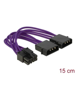 כבל חשמל EPS עם ציפוי בד סגול תקע 8 פינים ל- 2 x מולקס 4 פין ז/ז DELOCK | 83703 | 4K