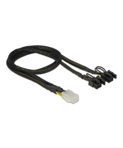 כבל חשמל PCI Express עם ציפוי בד Nylon שקע 6 פינים ל- 2 תקעים 8 (6+2) פינים ז/נ DELOCK | 85455 | 4K