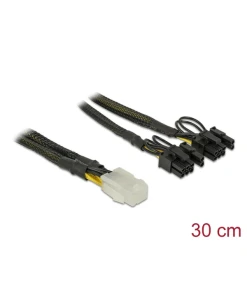 כבל חשמל PCI Express עם ציפוי בד Nylon שקע 6 פינים ל- 2 תקעים 8 (6+2) פינים ז/נ DELOCK | 85455 | 4K
