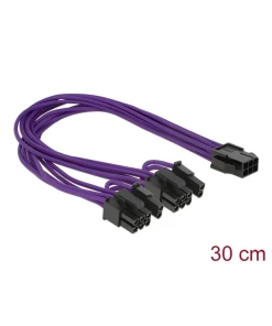 כבל חשמל PCI Express עם ציפוי בד סגול שקע 6 פינים ל- 2 תקעים 8 (6+2) פינים ז/נ DELOCK | 83704 | 4K