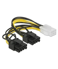 כבל חשמל PCI Express שקע 6 פינים ל- 2 תקעים 8 (6+2) פינים ז/נ DELOCK | 83433 | 4K