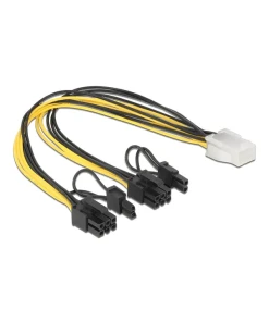 כבל חשמל PCI Express שקע 6 פינים ל- 2 תקעים 8 (6+2) פינים ז/נ DELOCK | 83433 | 4K